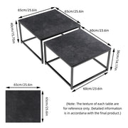 Darrahopens Furniture > Living Room > Coffee Tables Marble Nesting Coffee Table Set Sintered Stone Side End Tables with Solid Metal Frame