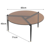 Darrahopens Furniture > Living Room > Coffee Tables Modern Round Tempered Glass Coffee Table Sofa Side End Table Brown Tinted Metal Frame Living Room