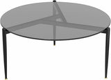 Darrahopens Furniture > Living Room > Coffee Tables Modern Round Tempered Glass Coffee Table Sofa Side End Table Brown Tinted Metal Frame Living Room