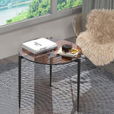 Darrahopens Furniture > Living Room > Coffee Tables Modern Round Tempered Glass Coffee Table Sofa Side End Table Brown Tinted Metal Frame Living Room