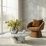 Nobu Round Sculptural Stone Coffee Table - Panda Marble Finish In Australia - Darrahopens