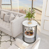 Darrahopens Furniture > Living Room > Coffee Tables Solid Marble Sofa Side Coffee Table Bedside Storage Display Table Plant Stand