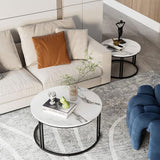 Darrahopens Furniture > Living Room > Coffee Tables Stylish Round Nesting Coffee Tables with Metal Frame