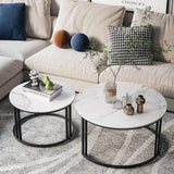 Darrahopens Furniture > Living Room > Coffee Tables Stylish Round Nesting Coffee Tables with Metal Frame