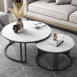 Darrahopens Furniture > Living Room > Coffee Tables Stylish Round Nesting Coffee Tables with Metal Frame