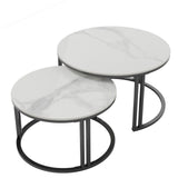 Darrahopens Furniture > Living Room > Coffee Tables Stylish Round Nesting Coffee Tables with Metal Frame