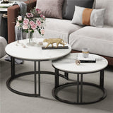 Darrahopens Furniture > Living Room > Coffee Tables Stylish Round Nesting Coffee Tables with Metal Frame