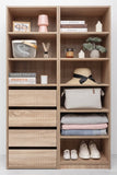 Darrahopens Furniture > Living Room GENEVA THREE SHELF/FOUR DRAWER BUILT IN WARDROBE - FLUTED - NATURAL OAK