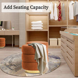 Darrahopens Furniture > Living Room > Ottomans & Footstools 2X Round Stacked Ottoman Stool Teddy Fleece Fabric Foot Rest 38cm ORANGE