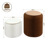 Darrahopens Furniture > Living Room > Ottomans & Footstools Artiss Accordion Folding Paper Stools Set Includes 2 Cushions Natural Kraft 100KG Capacity