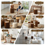 Darrahopens Furniture > Living Room > Ottomans & Footstools Artiss Accordion Folding Paper Stools Set Includes 2 Cushions Natural Kraft 100KG Capacity