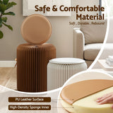 Darrahopens Furniture > Living Room > Ottomans & Footstools Artiss Accordion Folding Paper Stools Set Includes 2 Cushions Natural Kraft 100KG Capacity