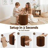 Darrahopens Furniture > Living Room > Ottomans & Footstools Artiss Accordion Folding Paper Stools Set Includes 2 Cushions Natural Kraft 100KG Capacity