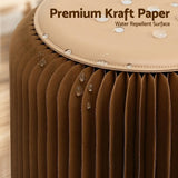 Darrahopens Furniture > Living Room > Ottomans & Footstools Artiss Accordion Folding Paper Stools Set Includes 2 Cushions Natural Kraft 100KG Capacity