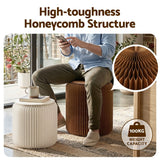 Darrahopens Furniture > Living Room > Ottomans & Footstools Artiss Accordion Folding Paper Stools Set Includes 2 Cushions Natural Kraft 100KG Capacity