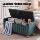 Darrahopens Furniture > Living Room > Ottomans & Footstools Artiss Storage Ottoman Bench Velvet Blanket Box Stool Footrest Ball Feet Green In Australia - Darrahopens