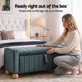 Darrahopens Furniture > Living Room > Ottomans & Footstools Artiss Storage Ottoman Bench Velvet Blanket Box Stool Footrest Ball Feet Green In Australia - Darrahopens
