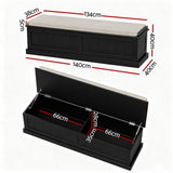 Darrahopens Furniture > Living Room > Ottomans & Footstools Artiss Storage Ottoman Blanket Box 140cm Fluted Black