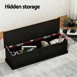 Darrahopens Furniture > Living Room > Ottomans & Footstools Artiss Storage Ottoman Blanket Box 140cm Fluted Black