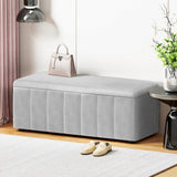 Darrahopens Furniture > Living Room > Ottomans & Footstools Artiss Storage Ottoman Blanket Box Velvet Grey 103cm