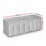 Darrahopens Furniture > Living Room > Ottomans & Footstools Artiss Storage Ottoman Blanket Box Velvet Grey 103cm
