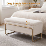 Darrahopens Furniture > Living Room > Ottomans & Footstools Artiss Storage Ottoman Boucle Padded Seat Footrest Hidden Storage Cream White In Australia - Darrahopens