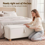 Darrahopens Furniture > Living Room > Ottomans & Footstools Artiss Storage Ottoman Hidden Bench Velvet Blanket Box Beige 97cm In Australia - Darrahopens