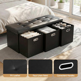 Darrahopens Furniture > Living Room > Ottomans & Footstools Artiss Storage Ottoman with 3 Cube Drawers Foot Stool Rest Foldable Black