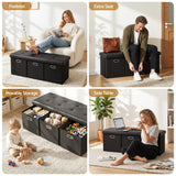 Darrahopens Furniture > Living Room > Ottomans & Footstools Artiss Storage Ottoman with 3 Cube Drawers Foot Stool Rest Foldable Black