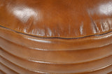 Darrahopens Furniture > Living Room > Ottomans & Footstools CARAMEL GROOVED LEATHER OTTOMAN