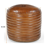 Darrahopens Furniture > Living Room > Ottomans & Footstools CARAMEL GROOVED LEATHER OTTOMAN