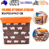 Darrahopens Furniture > Living Room > Ottomans & Footstools Folding Ottoman Storage Stool Cube Footstool Stool Blanket Box With Cover AU
