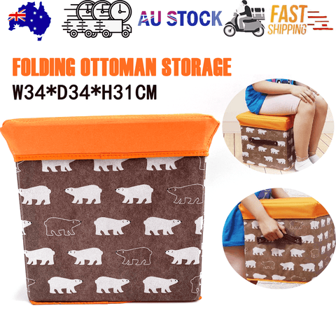 Darrahopens Furniture > Living Room > Ottomans & Footstools Folding Ottoman Storage Stool Cube Footstool Stool Blanket Box With Cover AU
