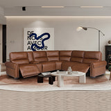 Darrahopens Furniture > Living Room > Ottomans & Footstools Havana 6 Seater Genuine Leather Recliner Sofa Power Slide Chaise Zero Gravity Mechanism
