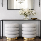 Darrahopens Furniture > Living Room > Ottomans & Footstools Interior Ave - Roma Round Milan Ottoman / Footstool – Off White