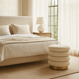 Darrahopens Furniture > Living Room > Ottomans & Footstools Interior Ave - Roma Round Tweed Ottoman / Footstool – Light Grey