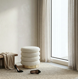 Darrahopens Furniture > Living Room > Ottomans & Footstools Interior Ave - Roma Round Tweed Ottoman / Footstool – Light Grey