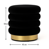 Darrahopens Furniture > Living Room > Ottomans & Footstools Interior Ave - Roma Round Velvet Ottoman / Footstool – Black