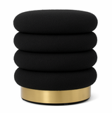 Darrahopens Furniture > Living Room > Ottomans & Footstools Interior Ave - Roma Round Velvet Ottoman / Footstool – Black