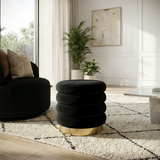 Darrahopens Furniture > Living Room > Ottomans & Footstools Interior Ave - Roma Round Velvet Ottoman / Footstool – Black