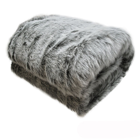 Darrahopens Furniture > Living Room > Ottomans & Footstools Sia Luxury Range Faux Fur Throw Rug 127 x 152 cm Mongolian Wolf