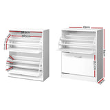 Darrahopens Furniture > Living Room > Shoe Storage Artiss 2x Shoe Cabinet Storage Organiser 2 Flip Drawer White