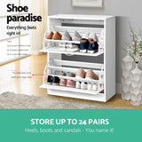 Darrahopens Furniture > Living Room > Shoe Storage Artiss 2x Shoe Cabinet Storage Organiser 2 Flip Drawer White