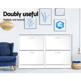 Darrahopens Furniture > Living Room > Shoe Storage Artiss 2x Shoe Cabinet Storage Organiser 2 Flip Drawer White