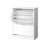 Darrahopens Furniture > Living Room > Shoe Storage Artiss 2x Shoe Cabinet Storage Organiser 2 Flip Drawer White