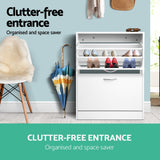 Darrahopens Furniture > Living Room > Shoe Storage Artiss 2x Shoe Cabinet Storage Organiser 2 Flip Drawer White