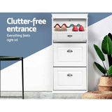 Darrahopens Furniture > Living Room > Shoe Storage Artiss 2x Shoe Cabinet Storage Organiser 3 Flip Drawer White