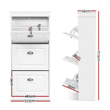 Darrahopens Furniture > Living Room > Shoe Storage Artiss 2x Shoe Cabinet Storage Organiser 3 Flip Drawer White