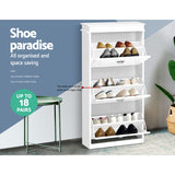 Darrahopens Furniture > Living Room > Shoe Storage Artiss 2x Shoe Cabinet Storage Organiser 3 Flip Drawer White