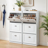 Darrahopens Furniture > Living Room > Shoe Storage Artiss 2x Shoe Cabinet Storage Organiser 3 Flip Drawer White